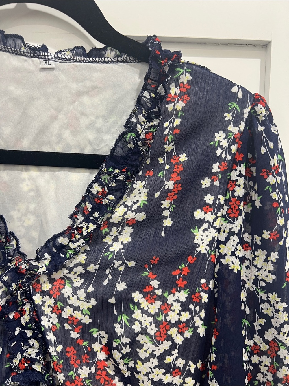 Amazon Essentials Navy Floral Ruffle Midi Dress - Picture 5 of 12